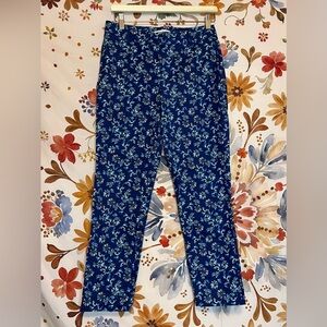White House Black Market 4 Blue White Floral Slim Ankle Spring Church City Pants